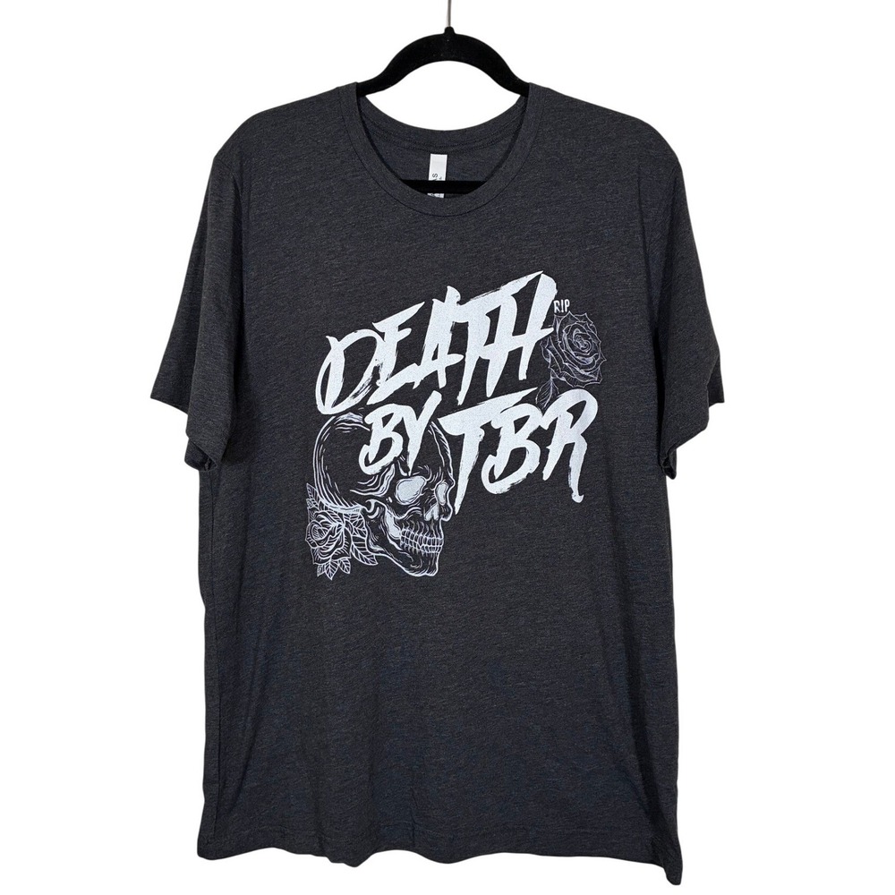 Bella Canvas Death By TBR Skull Rose Graphic Tee Gray Unisex XL